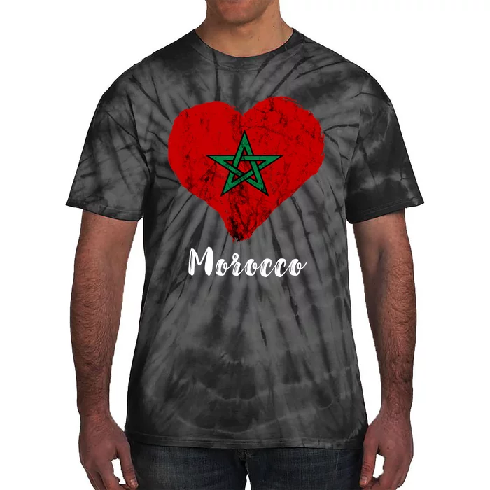 Moroccan Pride Morocco Heart Moroccan Roots Moroccan Flag Tie-Dye T-Shirt