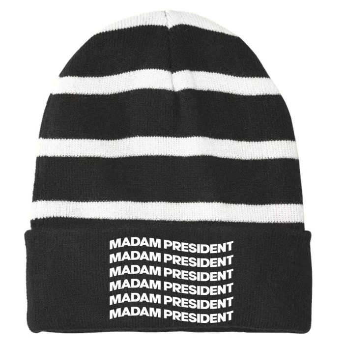 Madam President Striped Beanie with Solid Band