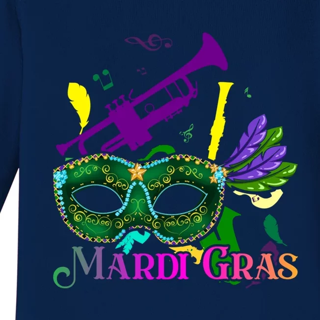 Music Parade Masquerade Trumpet Party Mardi Gras Gift Baby Long Sleeve Bodysuit