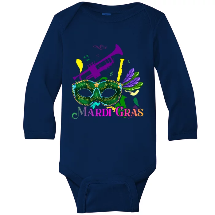 Music Parade Masquerade Trumpet Party Mardi Gras Gift Baby Long Sleeve Bodysuit