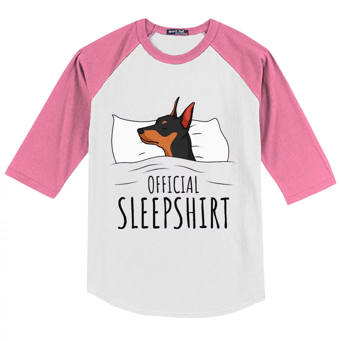 Miniature Pinscher Min Pin Dog Sleepshirt Kids Colorblock Raglan Jersey