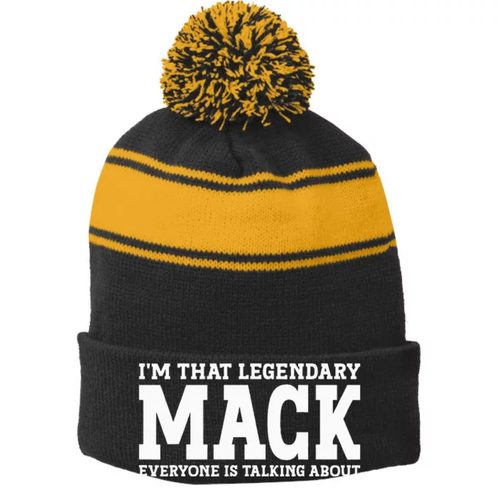 M.A.C.K Personal Stripe Pom Pom Beanie