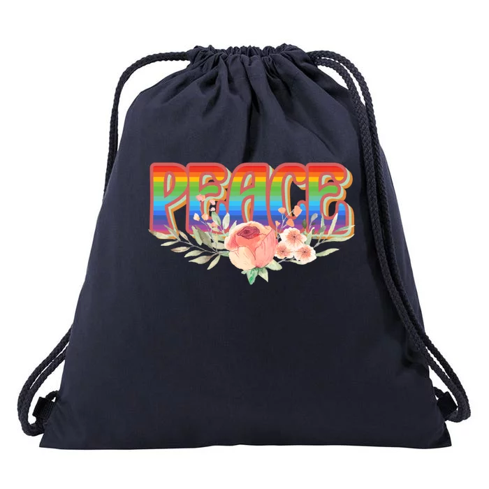 Make Peace Not War Colorful Peace Statet Hippie Lgbtq Gift Drawstring Bag