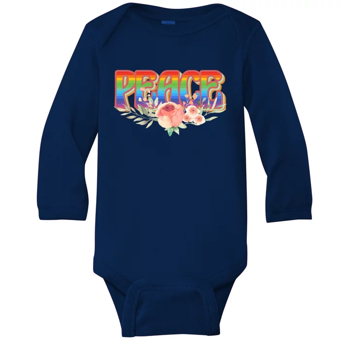 Make Peace Not War Colorful Peace Statet Hippie Lgbtq Gift Baby Long Sleeve Bodysuit