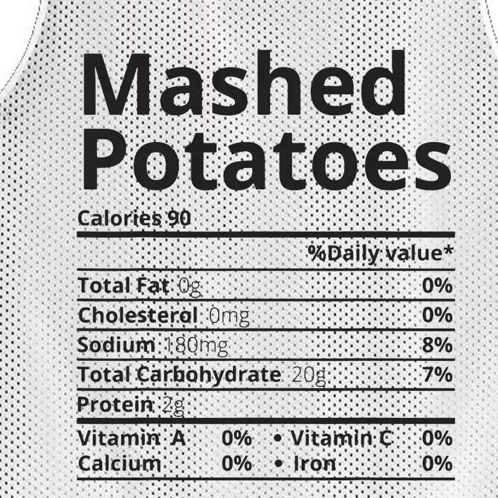 Mashed Potatoes Nutrition Facts Thanksgiving Christmas Mesh Reversible Basketball Jersey Tank