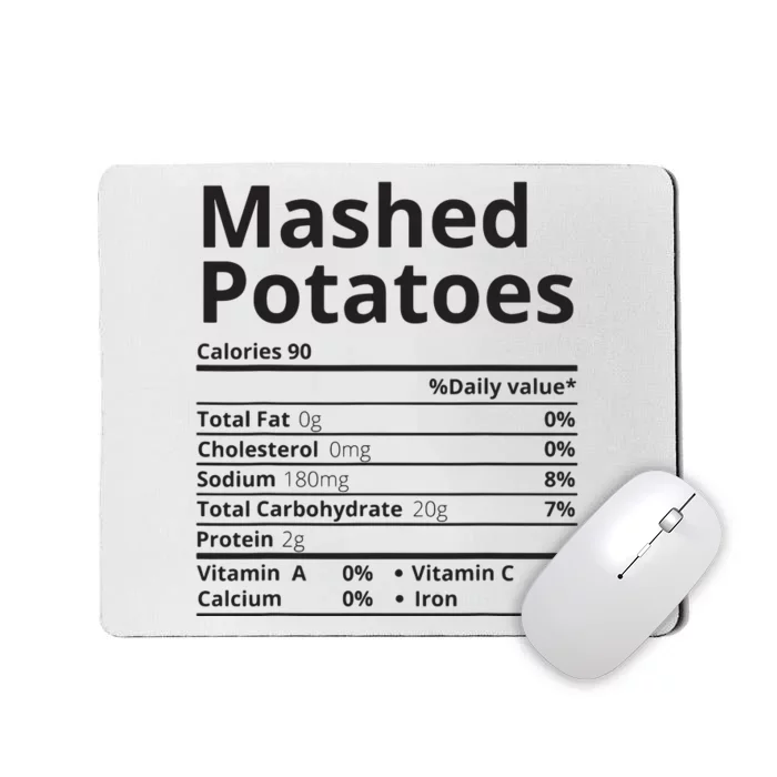 Mashed Potatoes Nutrition Facts Thanksgiving Christmas Mousepad