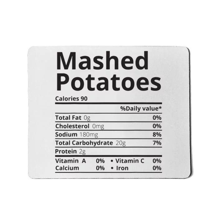 Mashed Potatoes Nutrition Facts Thanksgiving Christmas Mousepad