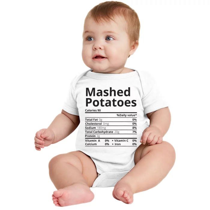 Mashed Potatoes Nutrition Facts Thanksgiving Christmas Baby Bodysuit