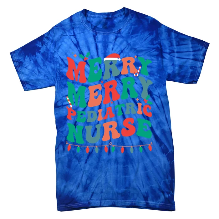 Merry Peds Nurse Christmas Pediatric Nursing Xmas Party Cool Gift Tie-Dye T-Shirt