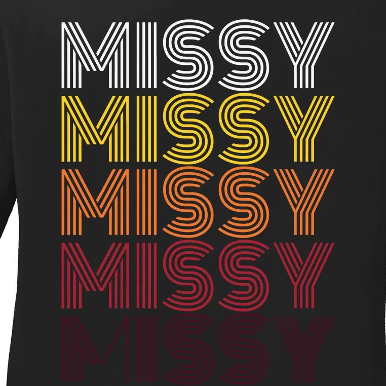 Missy Personalized Name Retro Missy 70s Ladies Long Sleeve Shirt