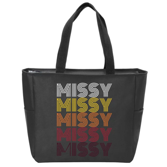 Missy Personalized Name Retro Missy 70s Zip Tote Bag