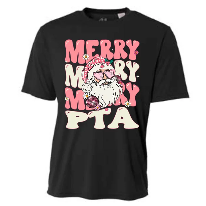 Merry Pta Nurse Christmas Retro Groovy Pta Nurse Cooling Performance Crew T-Shirt