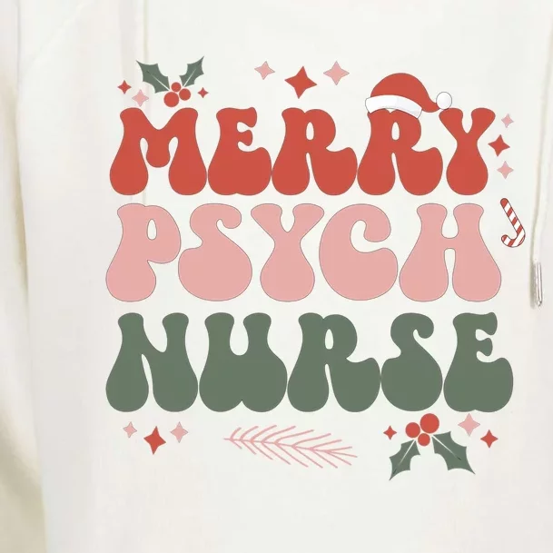 Merry Psych Nurse Christmas Psychiatric Nursing Xmas Party Cool Gift Womens Funnel Neck Pullover Hood