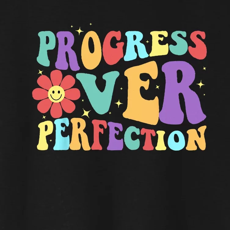 Motivational Progress Over Perfection Back To School Teacher Women's Crop Top Tee