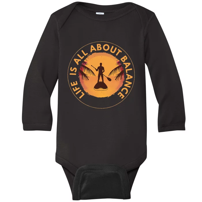 Men Paddleboarder On SUP Paddle Board For Standup Paddling Baby Long Sleeve Bodysuit