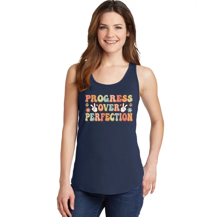 Motivational Progress Over Perfection Back To School Teacher Ladies Essential Tank