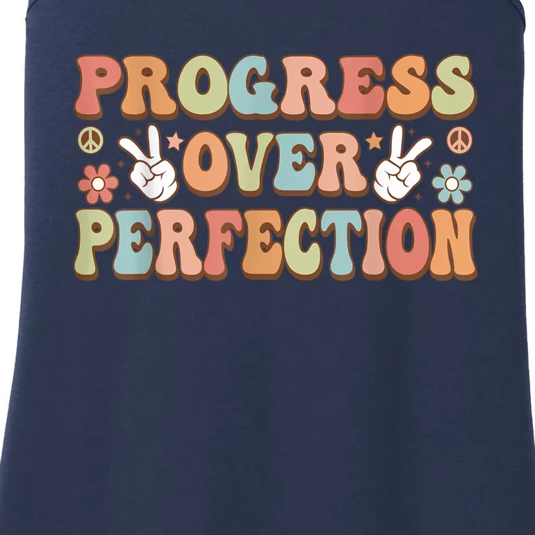 Motivational Progress Over Perfection Back To School Teacher Ladies Essential Tank