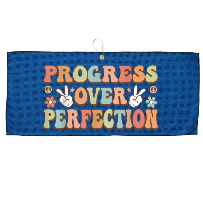 Motivational Progress Over Perfection Back To School Teacher Large Microfiber Waffle Golf Towel