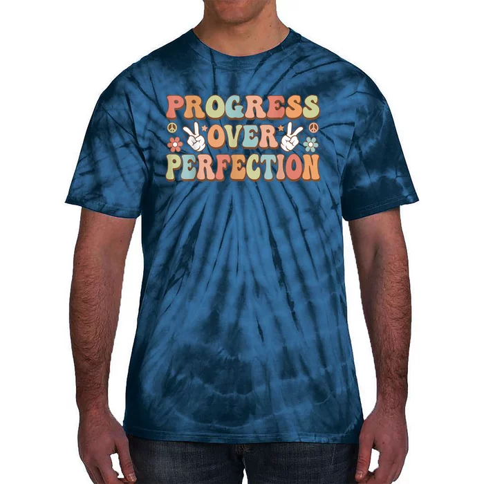 Motivational Progress Over Perfection Back To School Teacher Tie-Dye T-Shirt