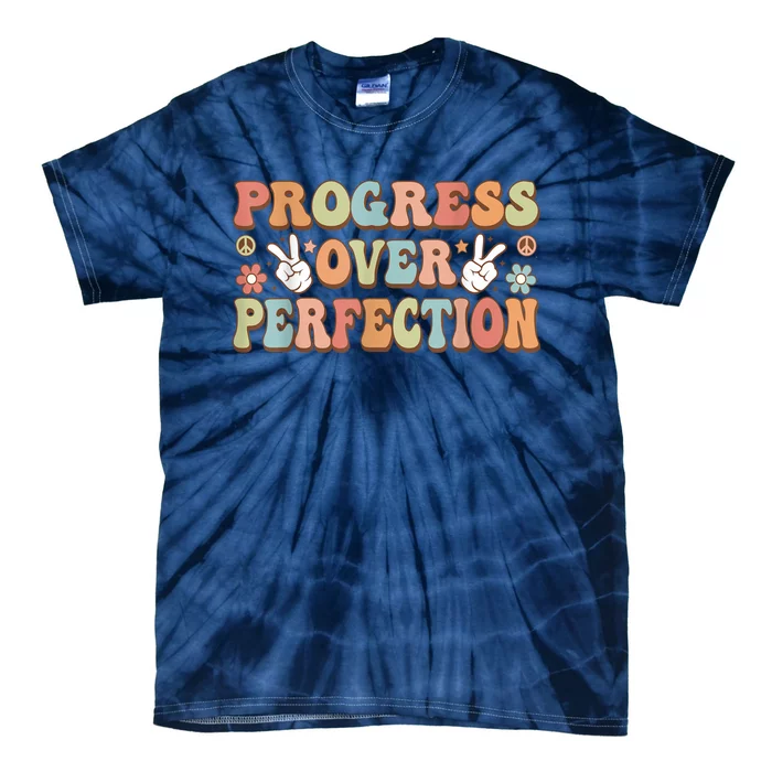 Motivational Progress Over Perfection Back To School Teacher Tie-Dye T-Shirt