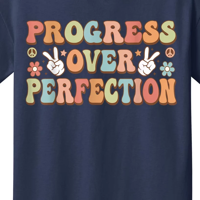 Motivational Progress Over Perfection Back To School Teacher Kids T-Shirt