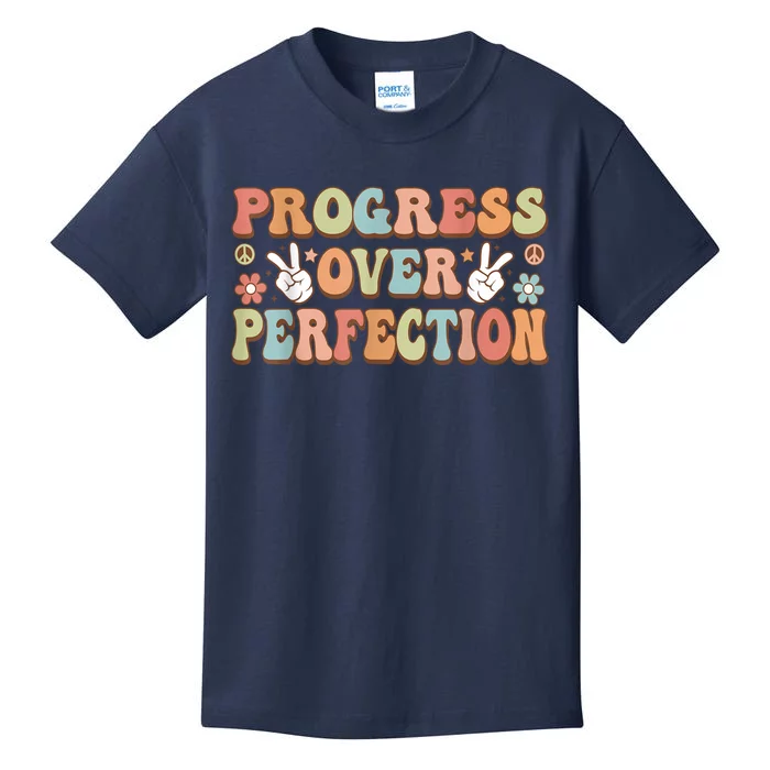 Motivational Progress Over Perfection Back To School Teacher Kids T-Shirt