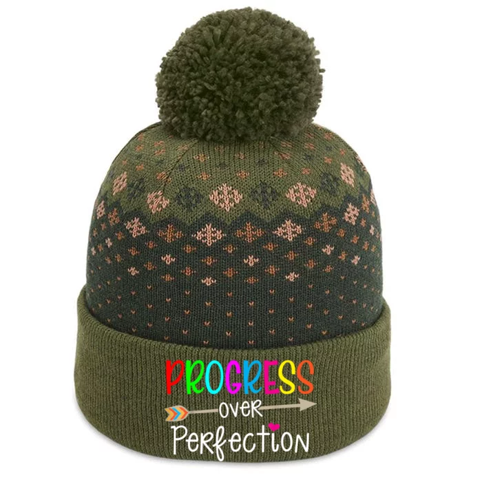 Motivational Progress Over Perfecti To School Teacher Gift The Baniff Cuffed Pom Beanie