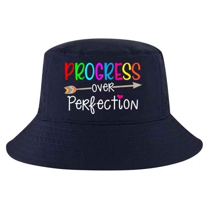 Motivational Progress Over Perfecti To School Teacher Gift Cool Comfort Performance Bucket Hat