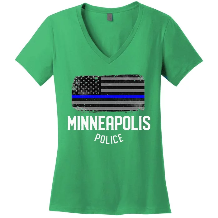 Minneapolis Police Officer Minnesota Policeman Duty Women's V-Neck T-Shirt