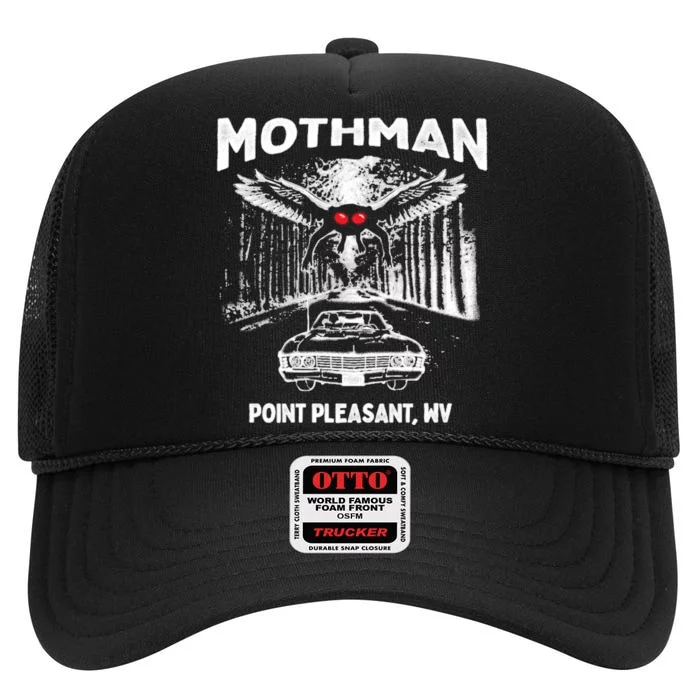 Mothman Point Pleasant WV High Crown Mesh Trucker Hat