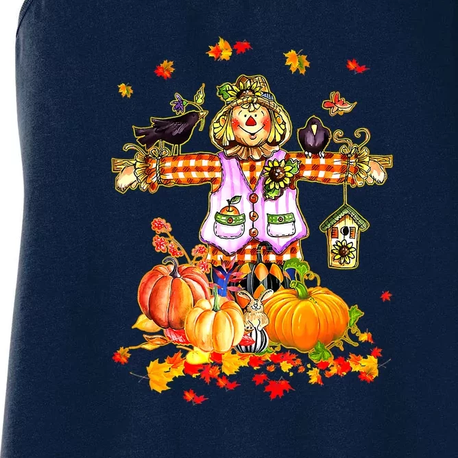 Mommy's Pumpkin Patch Fall Leaves Scarecrow Thanksgiving Women's Racerback Tank