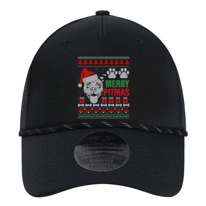 Merry Pitmas Pitbull Dog Ugly Sweater Christmas Thanksgiving Gift Performance The Dyno Cap