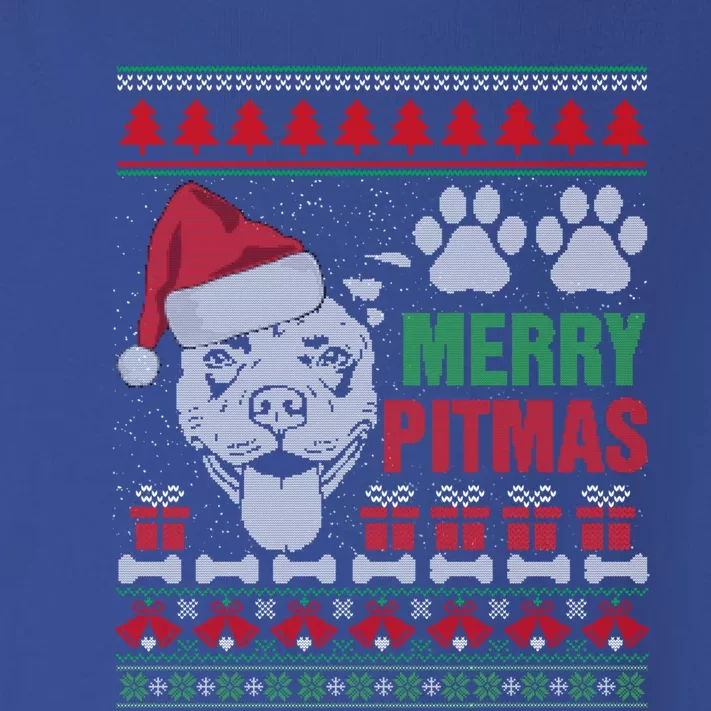 Merry Pitmas Pitbull Dog Ugly Sweater Christmas Thanksgiving Gift Toddler Long Sleeve Shirt