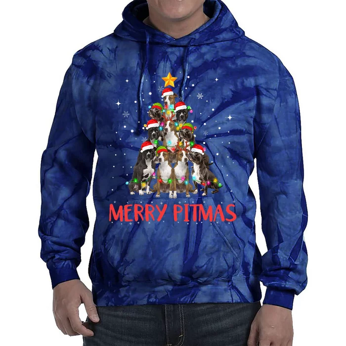 Merry Pitmas Pitbull Dog Ugly Christmas Sweater Tree Dogs Tie Dye Hoodie