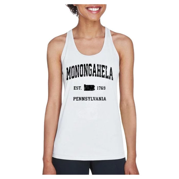 Monongahela Pennsylvania Pa Vintage Established Athletic Sports Design Women's Racerback Tank