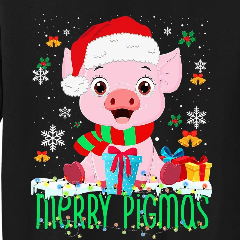 Merry Pigmas Pig Christmas Santa Hat Funny Xmas Light Farmer Sweatshirt