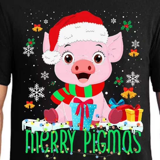 Merry Pigmas Pig Christmas Santa Hat Funny Xmas Light Farmer Pajama Set