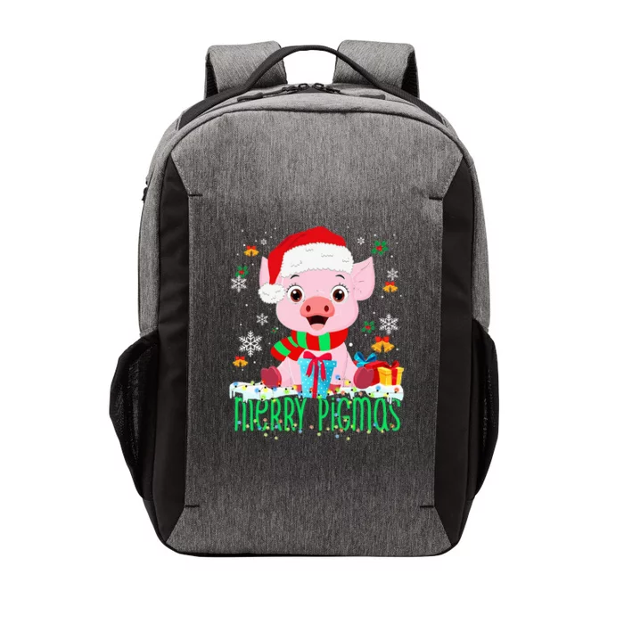 Merry Pigmas Pig Christmas Santa Hat Funny Xmas Light Farmer Vector Backpack