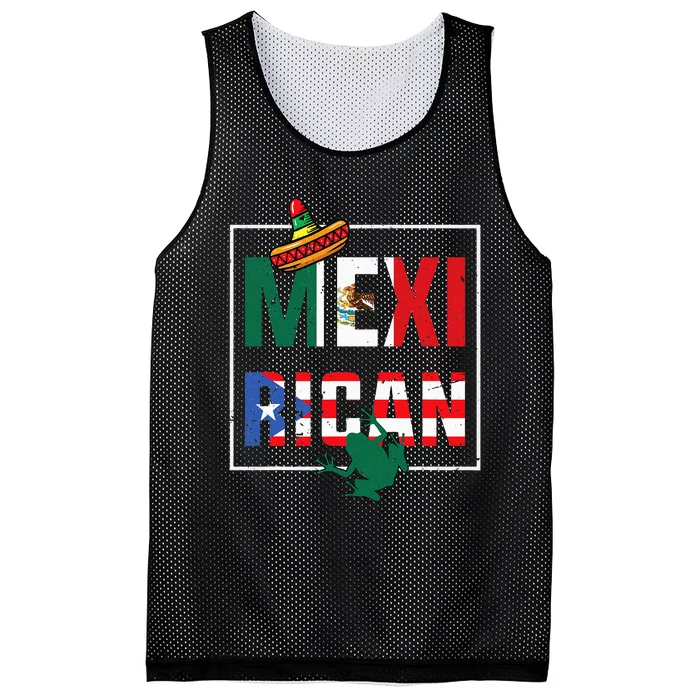 Mexirican Pride Puerto RicanMexican Flag Fusion Mesh Reversible Basketball Jersey Tank