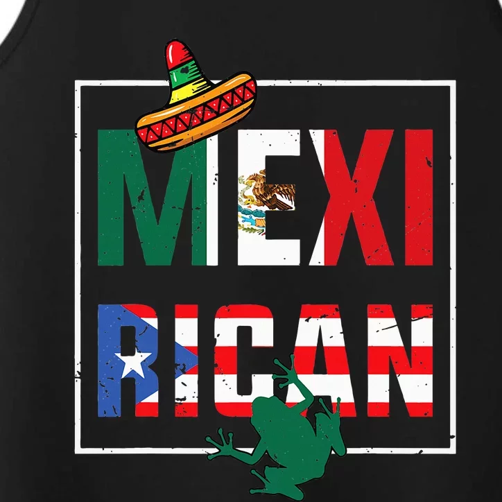 Mexirican Pride Puerto RicanMexican Flag Fusion Performance Tank