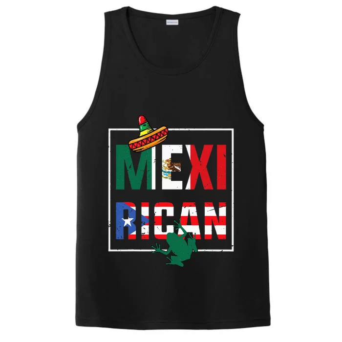 Mexirican Pride Puerto RicanMexican Flag Fusion Performance Tank