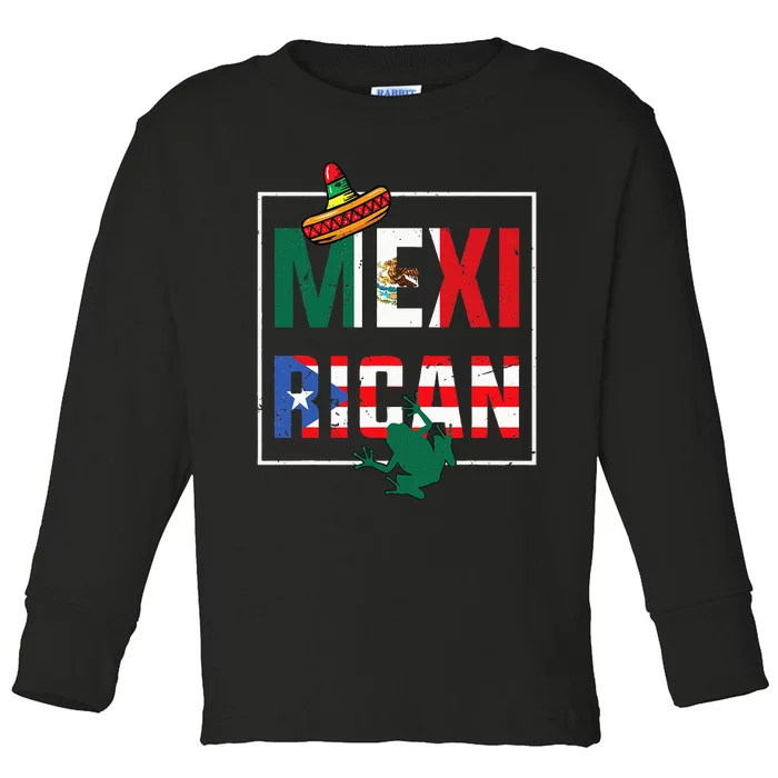 Mexirican Pride Puerto RicanMexican Flag Fusion Toddler Long Sleeve Shirt