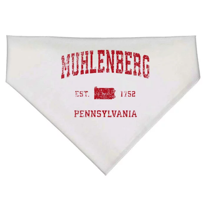 Muhlenberg Pennsylvania PA Vintage Sports Design Red Print USA-Made Doggie Bandana