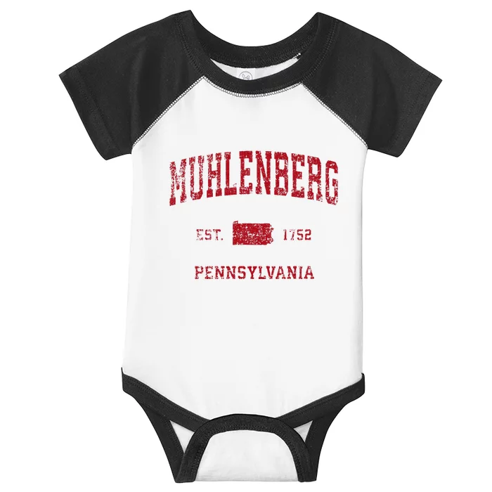 Muhlenberg Pennsylvania PA Vintage Sports Design Red Print Infant Baby Jersey Bodysuit