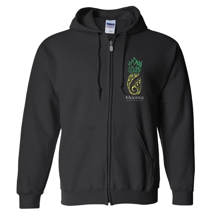 Moorea Pineapple Polynesian Tribal Tattoo Pineapple Full Zip Hoodie