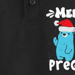 Merry Pregmas Pregnancy Bears In Blue And Pink Santa Hat Dry Zone Grid Performance Polo