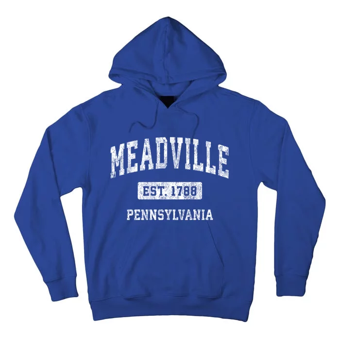 Meadville Pennsylvania Pa Vintage Sports Established Tall Hoodie