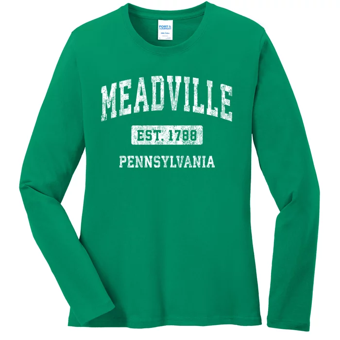 Meadville Pennsylvania Pa Vintage Sports Established Ladies Long Sleeve Shirt