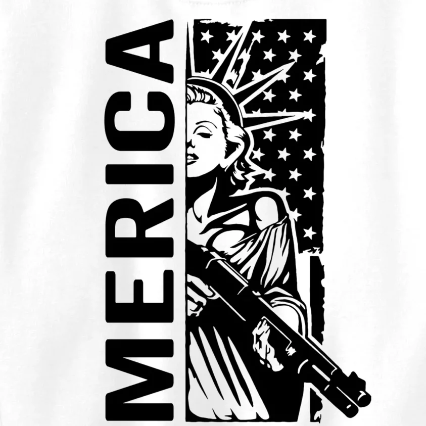 Merica Patriotic Pro Gun USA Liberty Lady 4th Of July Gun Kids Sweatshirt