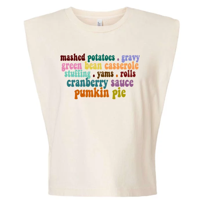 Mashed Potatoes Pumpkin Pie Holiday Food Lover Garment-Dyed Women's Muscle Tee